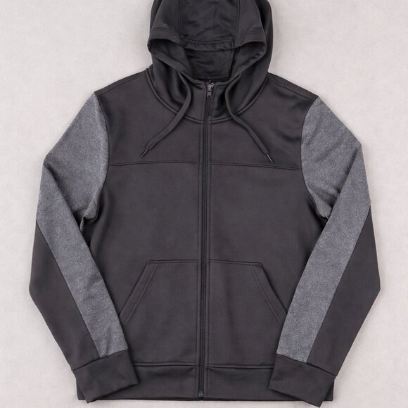 Adidas ClimaWarm Men’s Full Zip Hoodie Jacket Size Large Black Gray Fleece - Picture 3 of 13